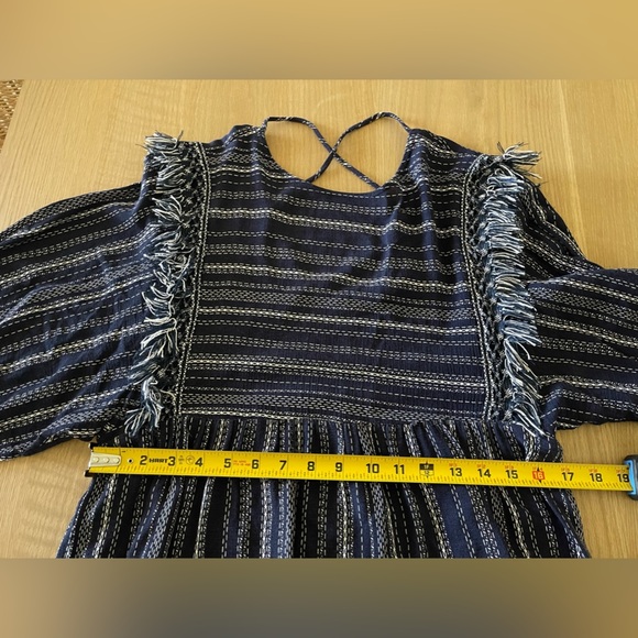 Blue Rain| Francesca’s Beachy Boho Long Sleeve Blouse with Fringe Accents••• - Picture 8 of 10